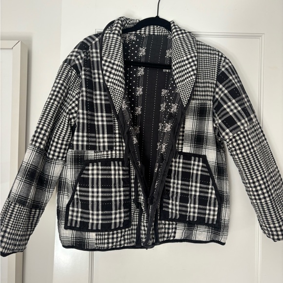 THE GREAT. Black and White Patterned Jacket - Picture 4 of 6